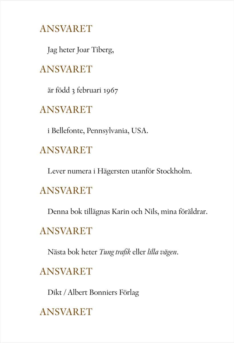 Tiberg, Joar | Ansvaret Ansvaret Ansvaret Ansvaret