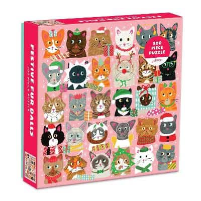 Galison | Festive Furballs 500 Piece Puzzle