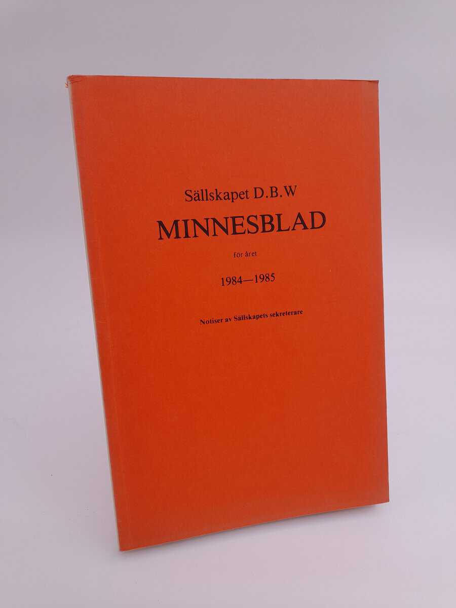 Sällskapet DBW minnesblad | 1984-1985