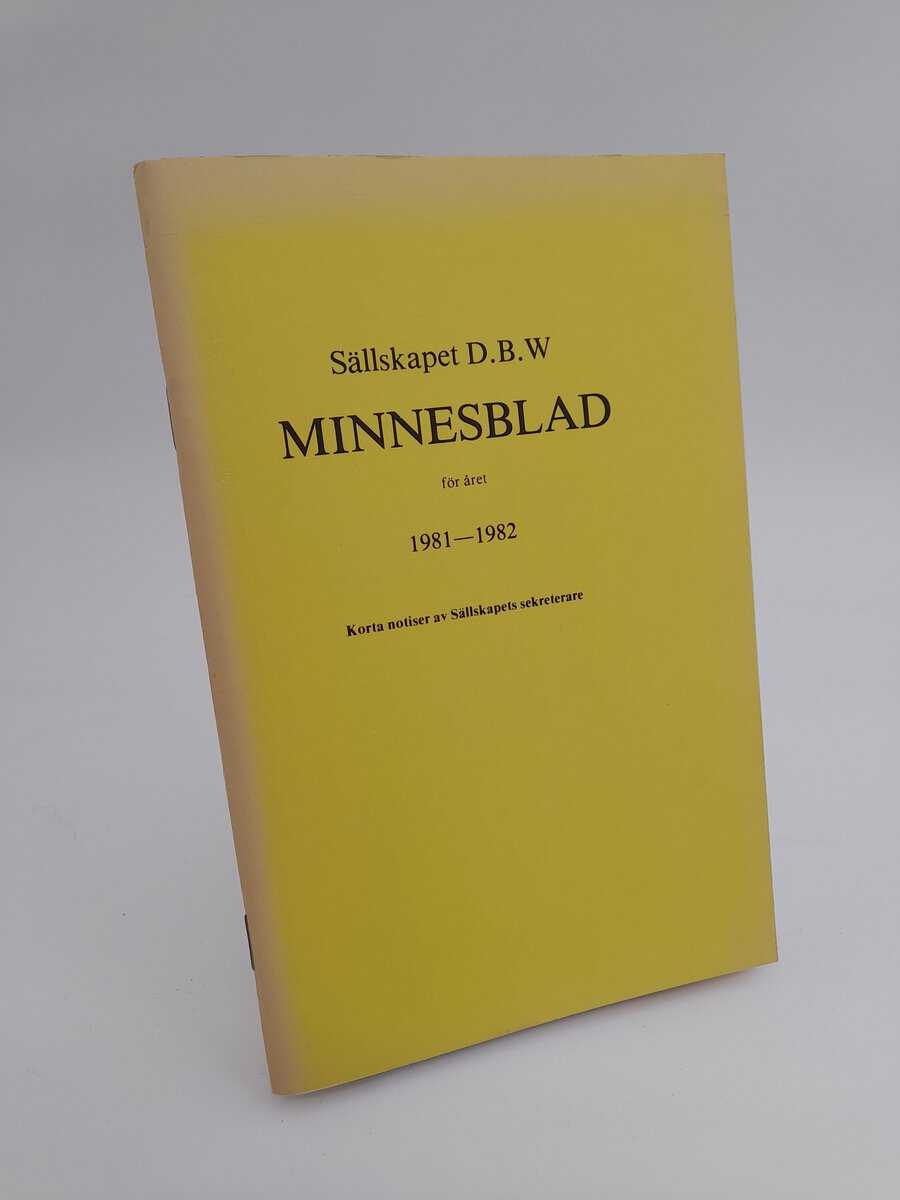 Sällskapet DBW minnesblad | 1981-1982