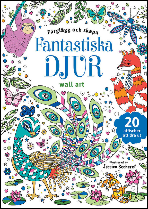 Färglägg och skapa : Fantastiska djur : wall art