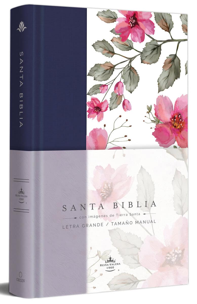 Reina Valera Revisada 1960 | Biblia RVR 1960 letra grande. Tapa dura tela azul púrpura con flores tamaño manu al / Bible...