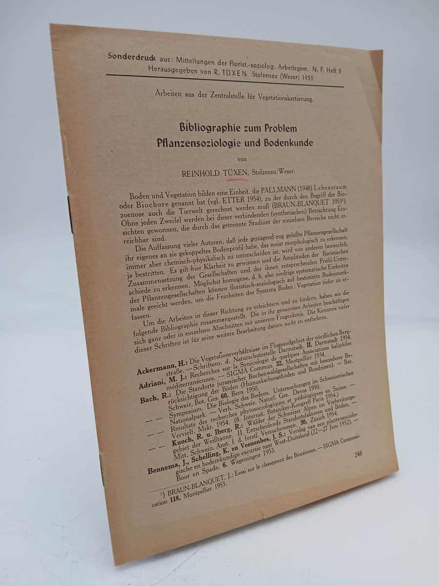 Tüxen, Reinhold | Bibliographie zum Problem Pflanzensoziologie und Bodenkunde
