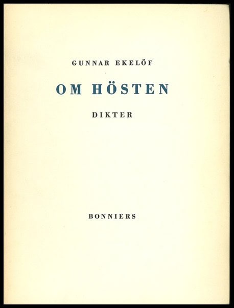 Ekelöf, Gunnar | Om hösten : Dikter
