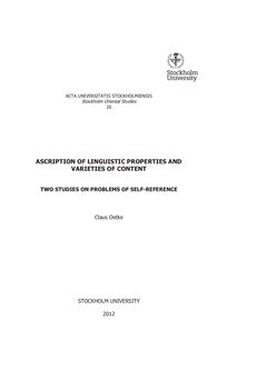 Oetke, Claus | Ascription of linguistic properties and varieties of content : Two studies on problems of self-reference