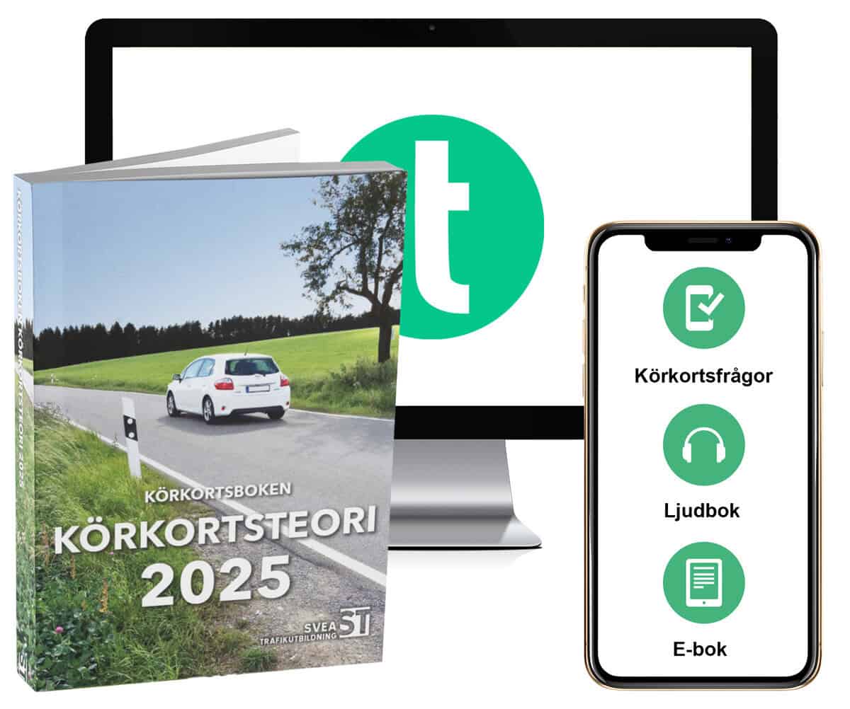 Trafikutbildning, Svea | Körkortsboken Körkortsteori 2025 (bok + digitalt teoripaket med körkortsfrågor, övningar, ljudb...