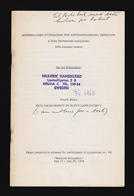 Paine, Robert | Herd Management in North Lapp Society (Not for Publication)