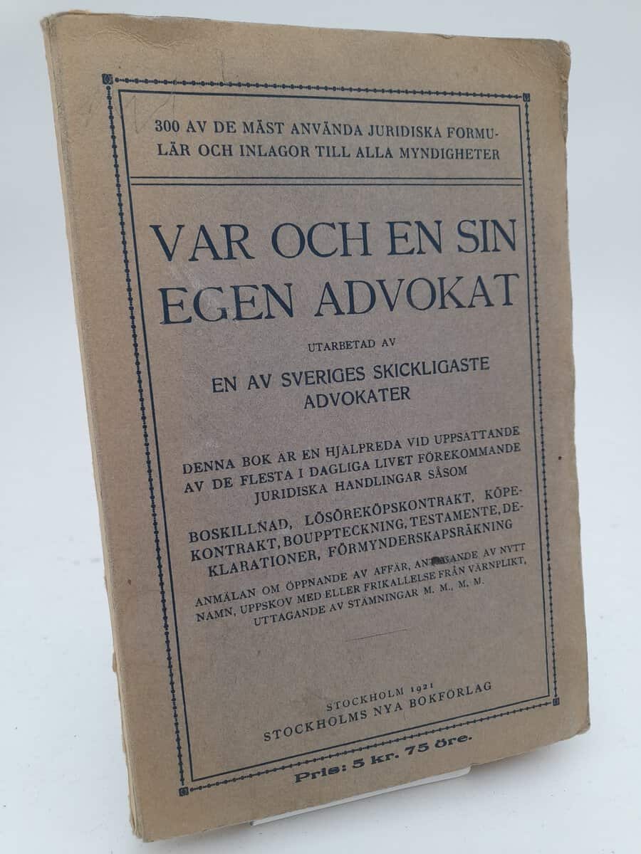 Stockholms nya bokförlag | Var och en sin egen advokat