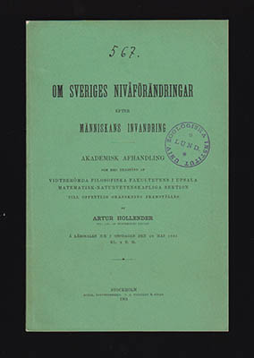 Hollender, Artur | Om Sveriges nivåförändringar : efter människans invandring