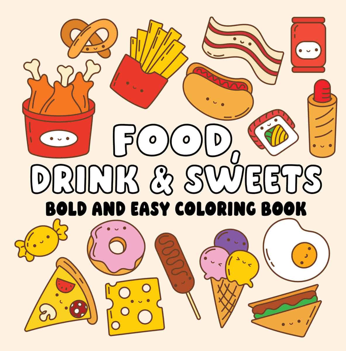 Food Drink & Sweets Bold and Easy Coloring Book