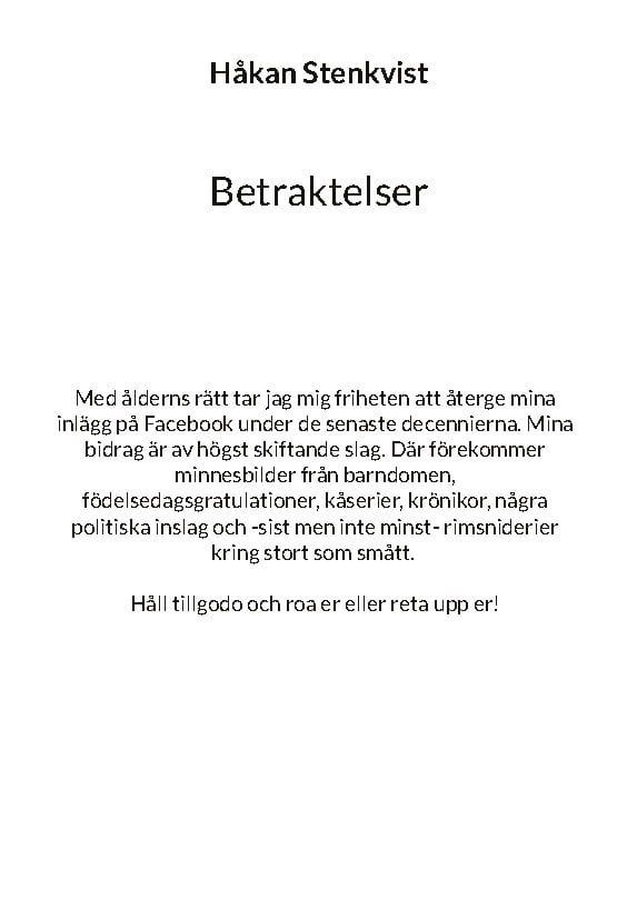 Stenkvist, Håkan | Betraktelser