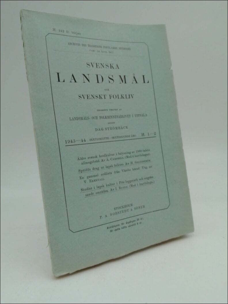 Strömbäck, Dag (red) | Svenska landsmål (livr. 242) : och svenskt folkliv 1943-1944 H. 1-2