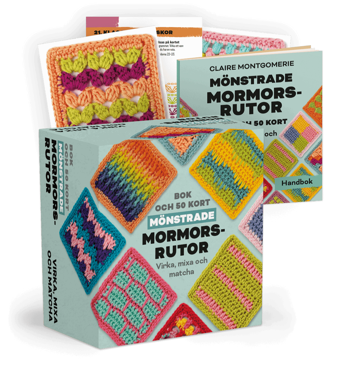 Montgomerie, Claire | Mönstrade mormorsrutor Bok och 50 kort : Virka, mixa och matcha