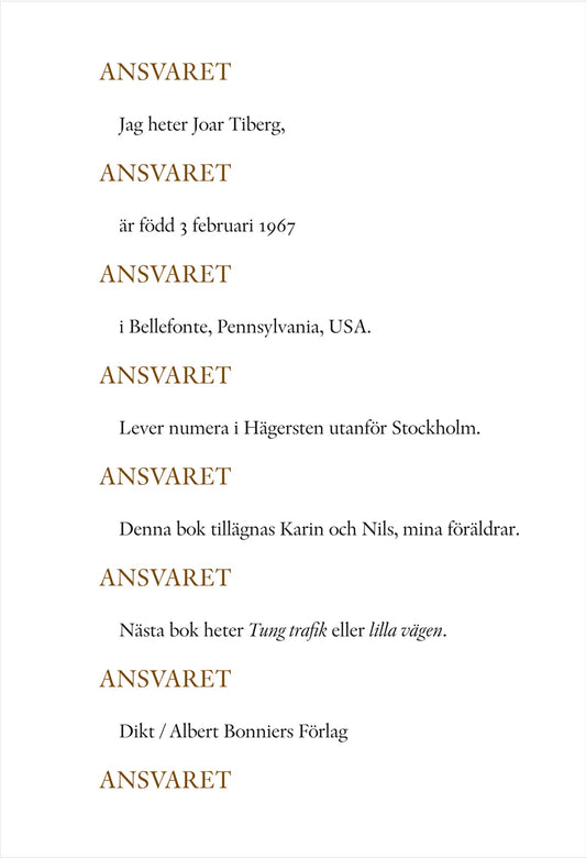Boktips: Ansvaret Ansvaret Ansvaret Ansvaret av Tiberg, Joar