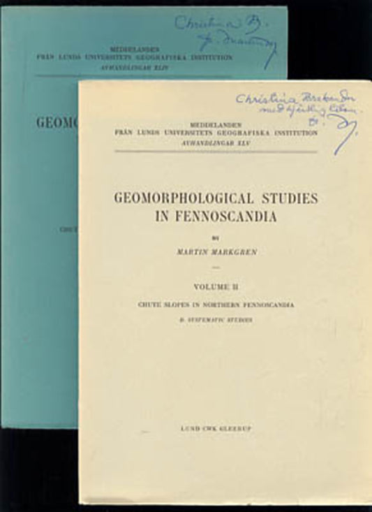 Markgren, Martin | Geomorphological studies in Fennoscandia : hute slopes in northern Fennoscandia