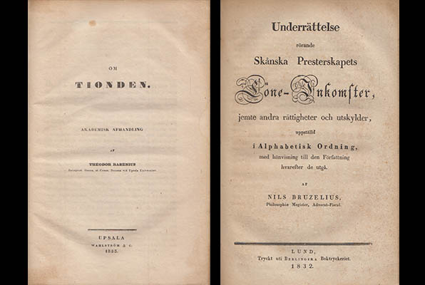 Rabenius, Theodor + Bruzelius, Nils | Om tionden : Underrättelse rörande Skånska Presterskapets Löne-Inkomster ...