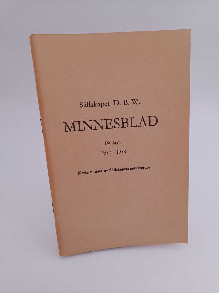 Sällskapet DBW minnesblad | 1972-73