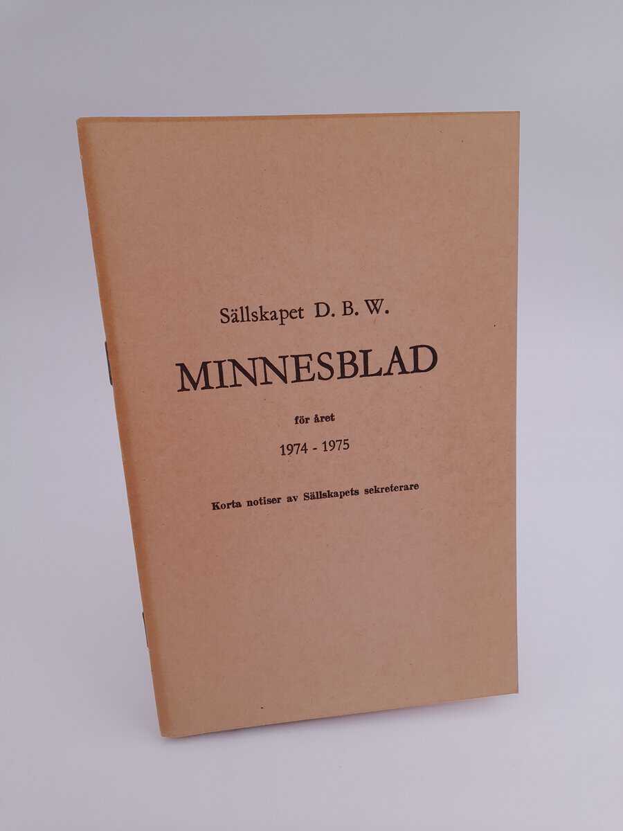 Sällskapet DBW minnesblad | 1974-1975