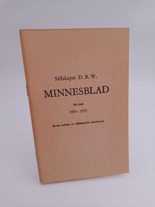 Sällskapet DBW minnesblad | 1974-1975