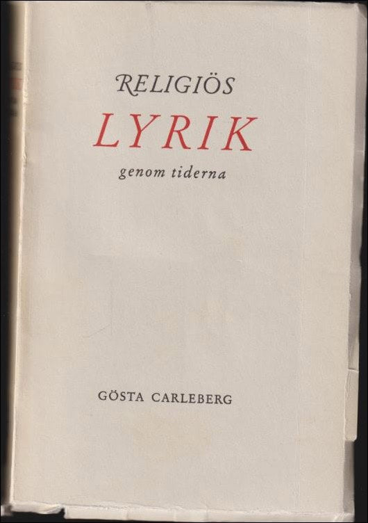 Carleberg, gösta [red.] | Religiös lyrik genom tiderna