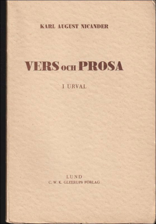 Nicander, Karl August | Vers och prosa : I urval