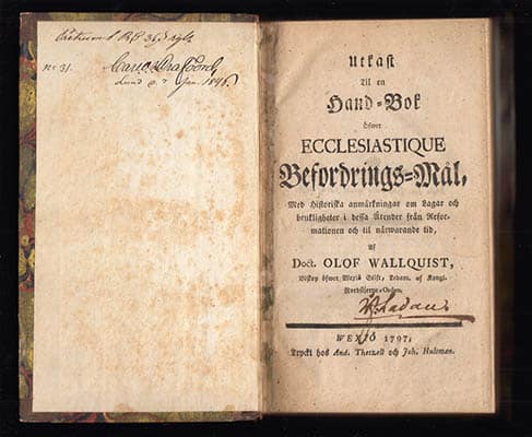 Wallquist, Olof | Utkast til en hand-bok : öfwer ecclesiastique befordrings-mål