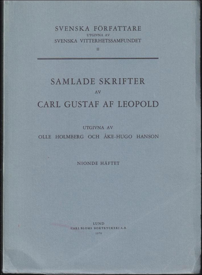 Leopold, Carl Gustaf af | Samlade skrifter : Nionde häftet