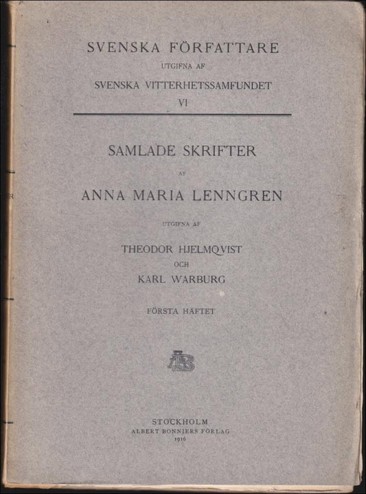 Lenngren, Anna Maria | Samlade skrifter : Första häftet