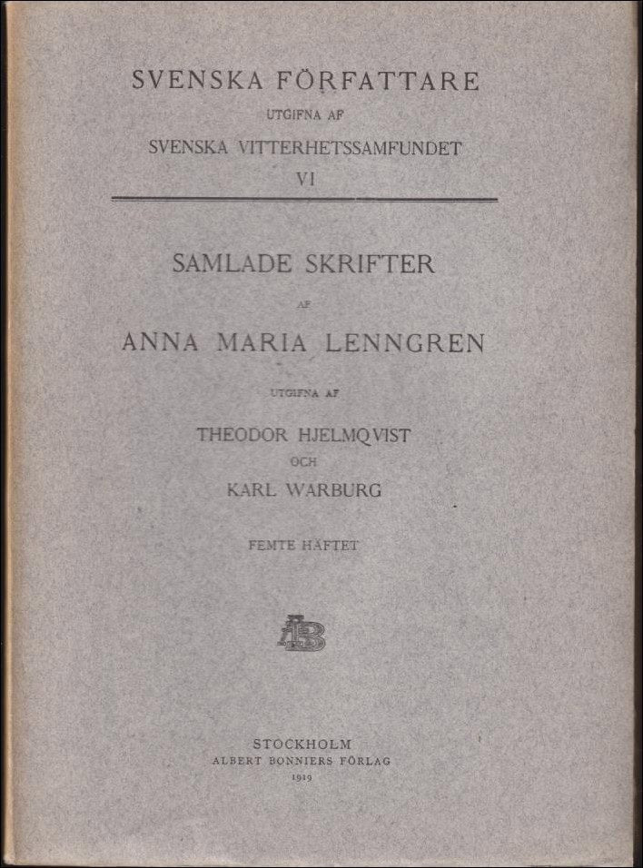 Lenngren, Anna Maria | Samlade skrifter : Femte häftet