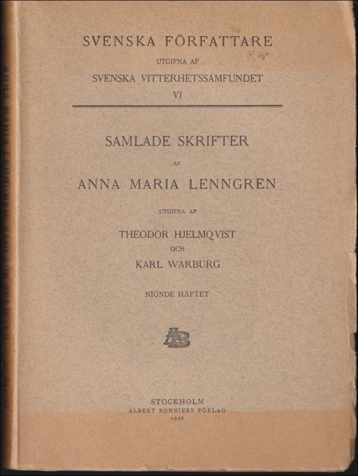 Lenngren, Anna Maria | Samlade skrifter : Nionde häftet