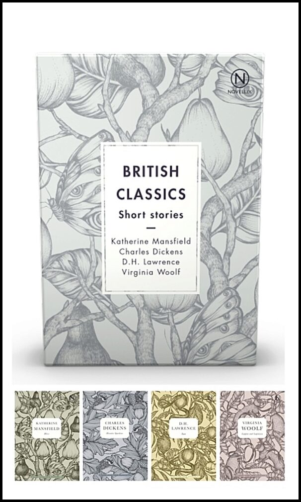 Mansfield, Katherine| Dickens, Charles| Lawrence, D. H.| Woolf, Virginia | Box with four British classics