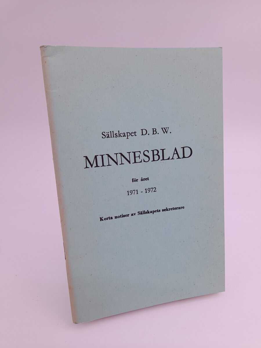 Sällskapet DBW minnesblad | 1971-1972
