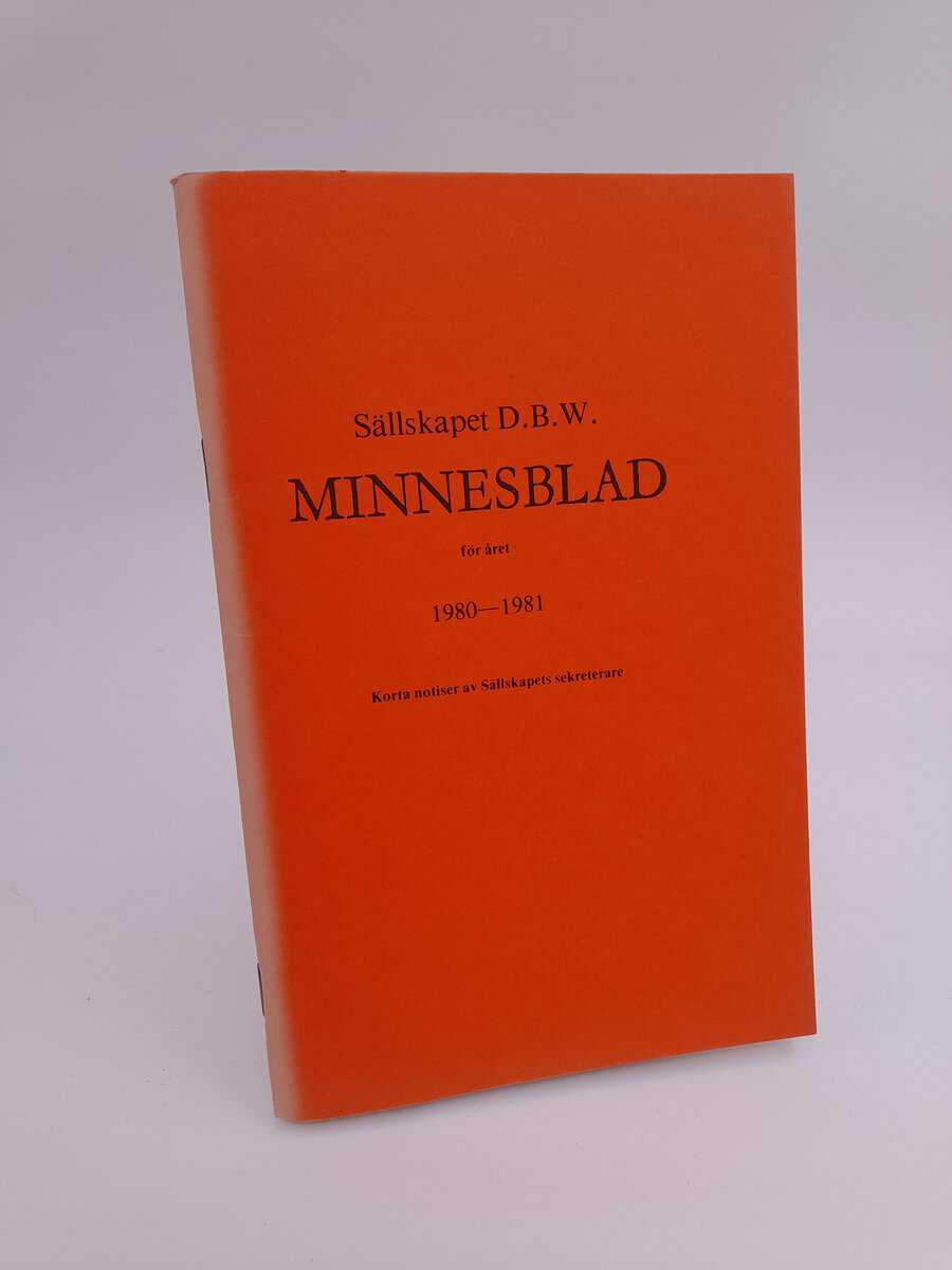 Sällskapet DBW minnesblad | 1980-1981