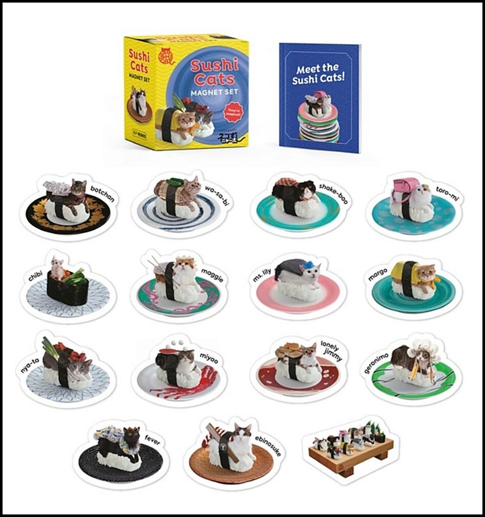 Tange Peanuts, Nakimushi Peanuts, Sam Stall | Sushi Cats Magnet Set