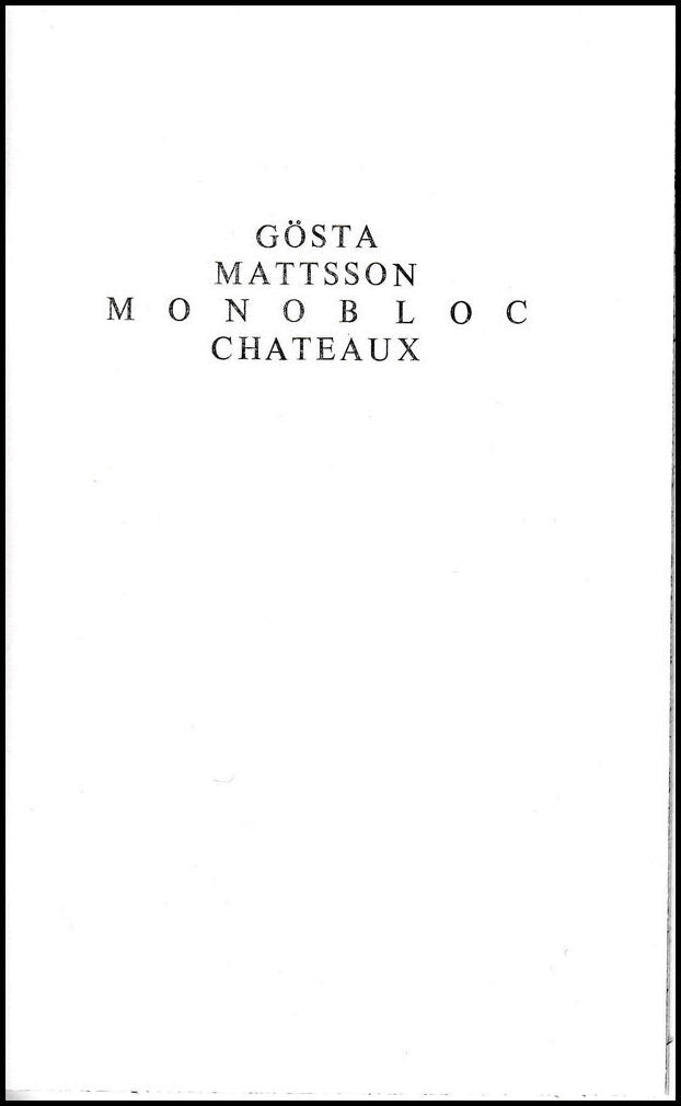 Mattsson, Gösta | Monobloc