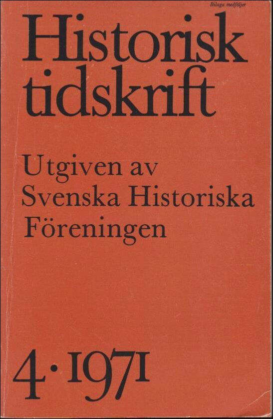 Historisk tidskrift | 1971 / 4