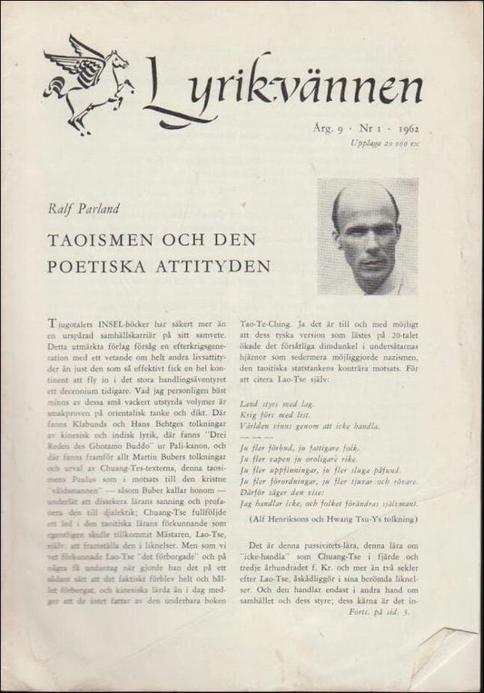 Lyrikvännen | 1962 / 1 : Taoismen och den poetiska attityden