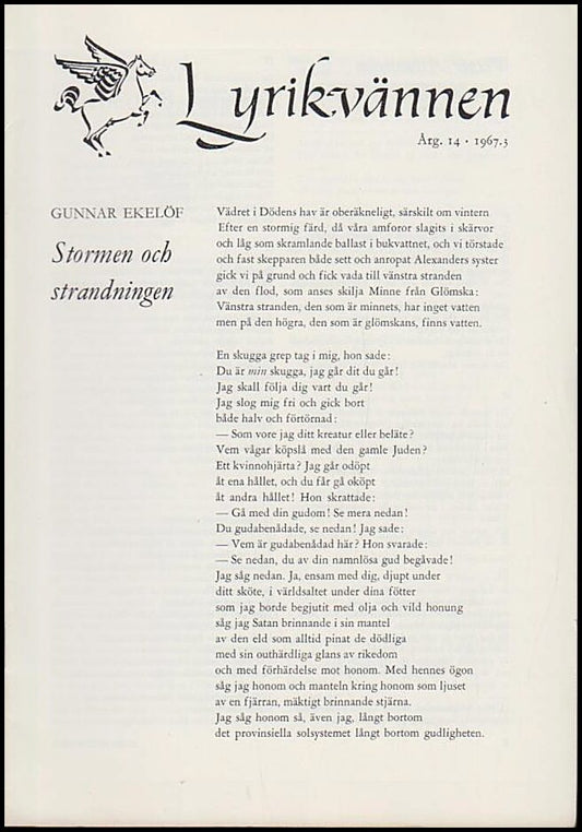 Lyrikvännen | 1967 / 3 : Gunnar Ekelöf : Stormen och strandningen