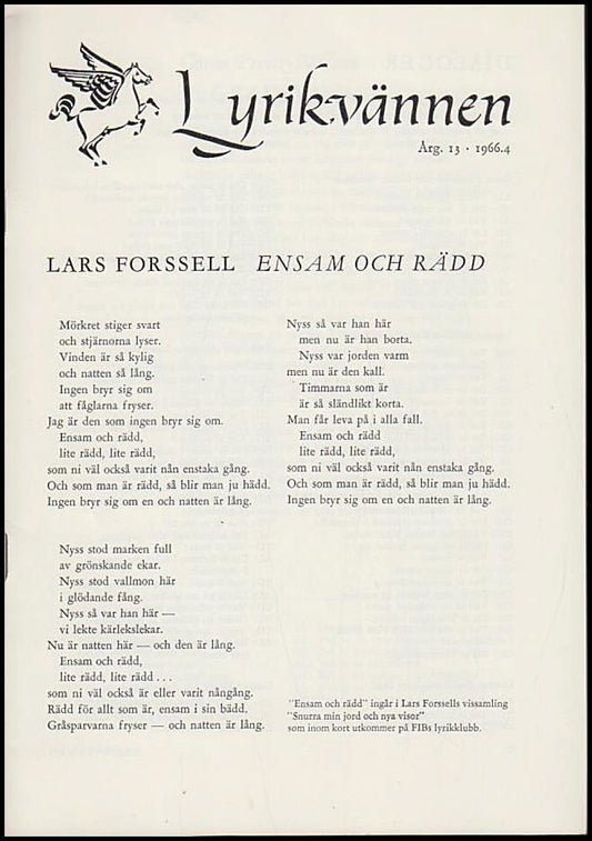 Lyrikvännen | 1966 / 4 : Lars Forssell