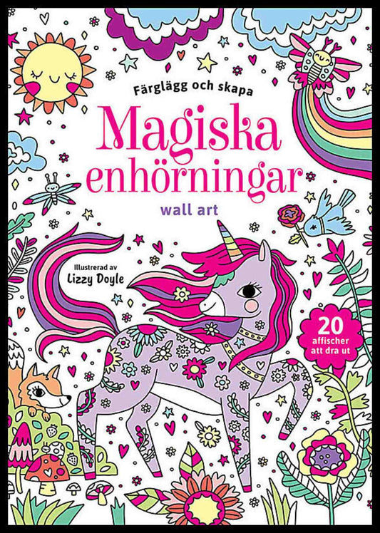 Färglägg och skapa : Magiska enhörningar : wall art