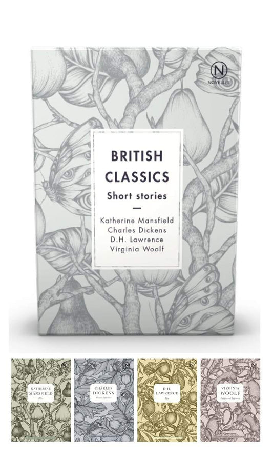 Mansfield, Katherine | Dickens, Charles | Lawrence, D. H. | Woolf, Virginia | Box with four British classics
