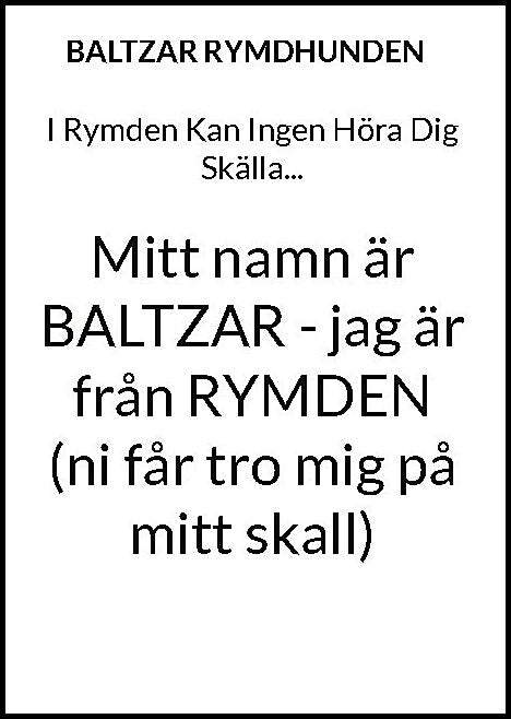 Baltzar rymdhunden | I rymden kan ingen höra dig skälla ...