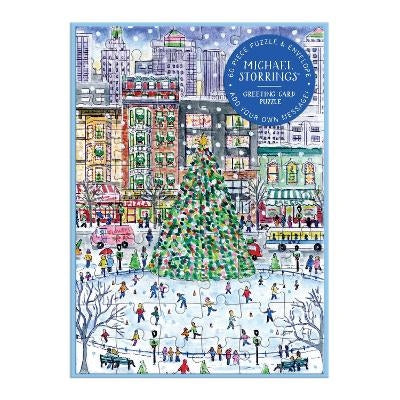 Galison | Michael Storrings Christmas in the City Greeting Card Puzzle