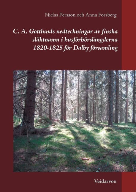 Forsberg, Anna | Persson, Niclas | C. A. Gottlunds nedteckningar av finska släktnamn i husförhörslängderna 182