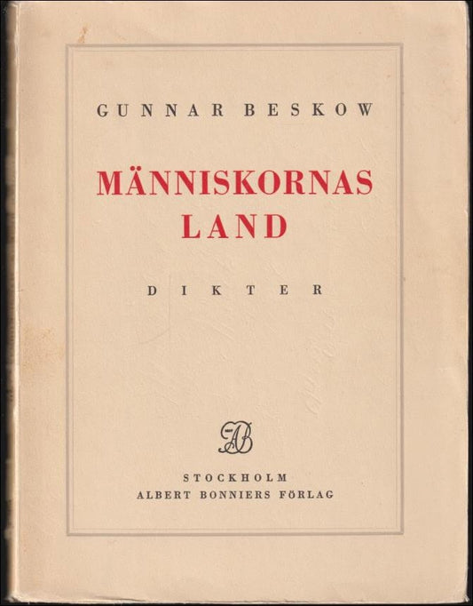 Beskow, Gunnar | Människornas land : [dikter]