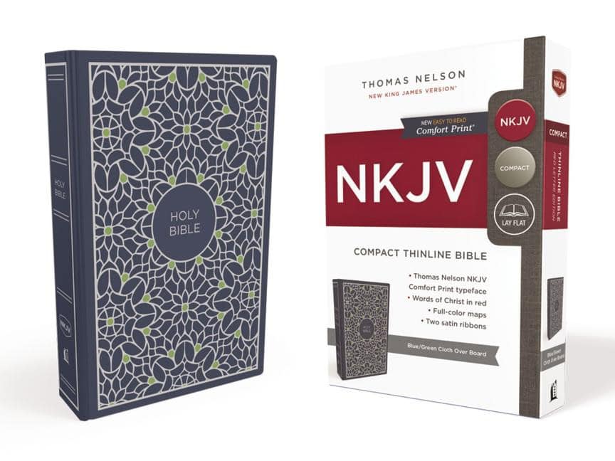 Thomas Nelson | Nkjv, thinline bible, compact, cloth over board, blue/green, red letter edi