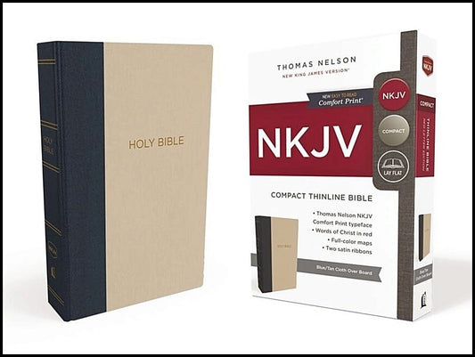 Thomas Nelson | Nkjv, thinline bible, compact, cloth over board, blue/tan, red letter editi