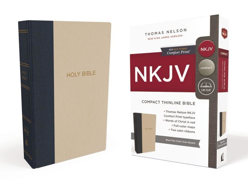 Thomas Nelson | Nkjv, thinline bible, compact, cloth over board, blue/tan, red letter editi