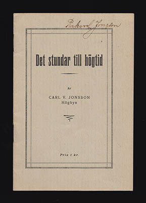 Jonsson, Carl V. (Car Valfrid, 1906-1993) | Det stundar till högtid