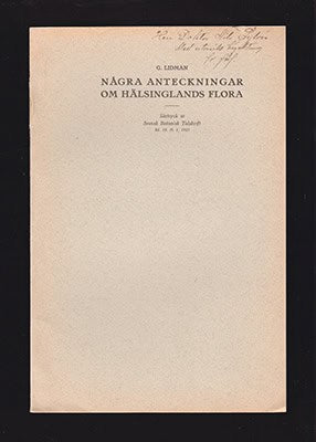 Lidman, G. | Några anteckningar om Hälsinglands flora